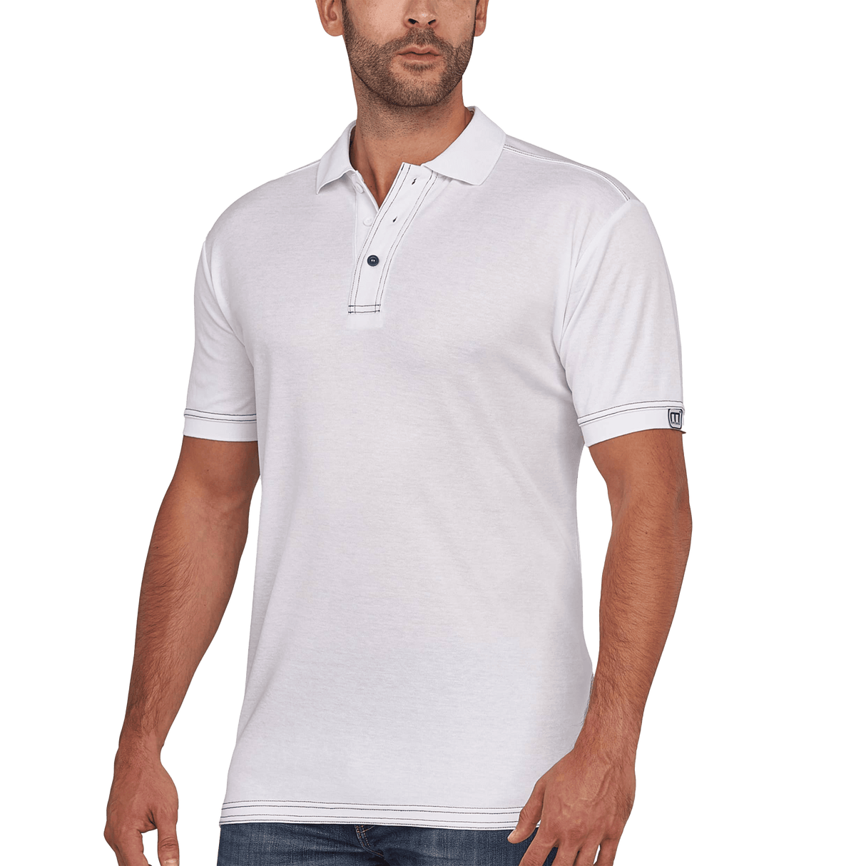 POLO SIGNATURE BLANC 