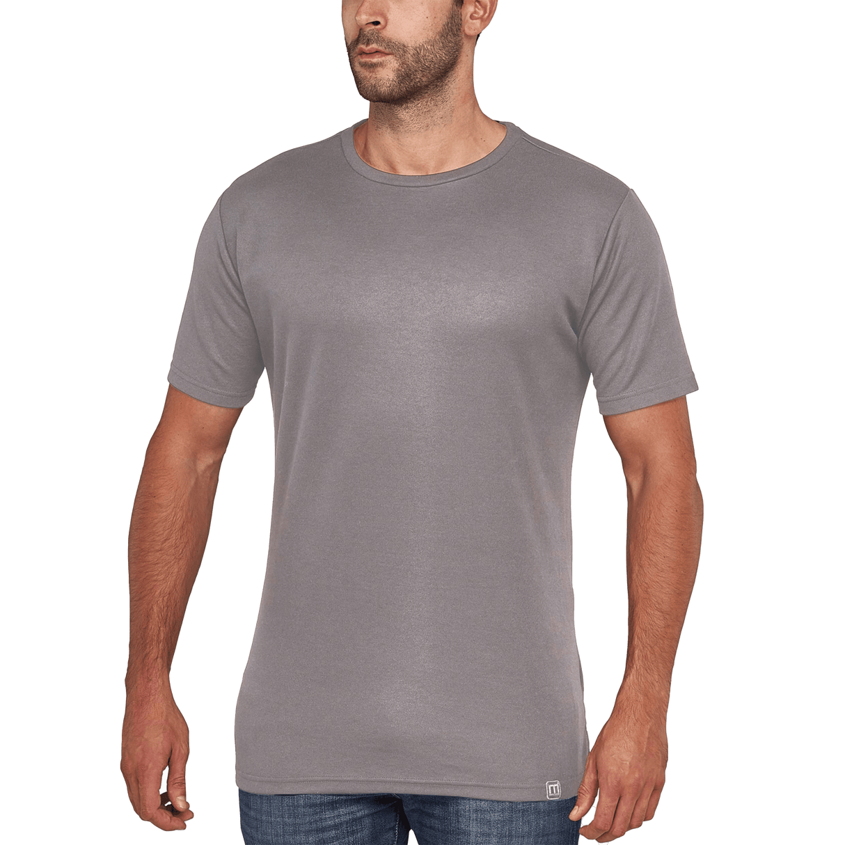 Camiseta de trabajo con tejido antiarrugas y color gris, ideal para uniformes de trabajo